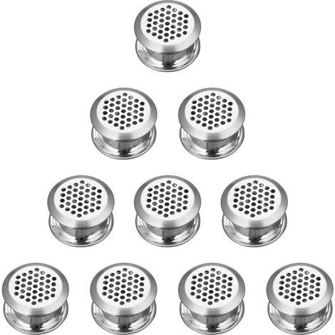Runde Edelstahl-Lüftungsgitter, 10 Stück, für Schränke und Küchenschränke, Abluftgitter für Küchenmöbel, silberfarben, sorgt für frische Luft im Schrank (1/4)