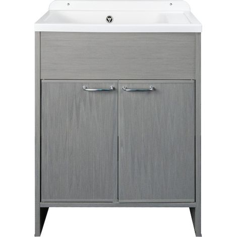 NEGRARI Mobile lavatoio in pvc 85x58 con vasca in pp a doppia anta rovere codice prod: 5005PKCR (1/3)