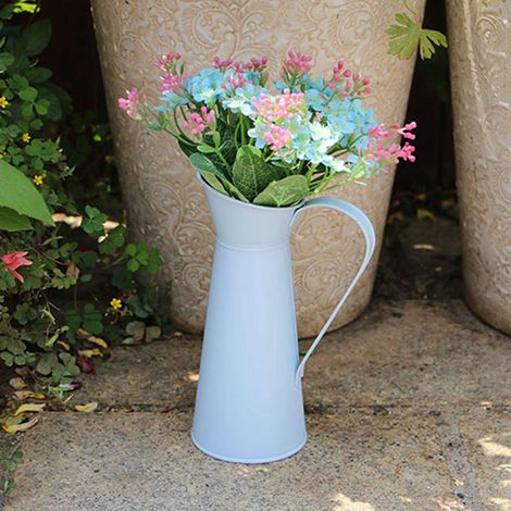 Pot de Fleurs Métallique Décoratif - Blanc Rose Bleu Marron - Hauteur 20cm pour Succulentes, Cactus et Centre Table Fête (1/5)