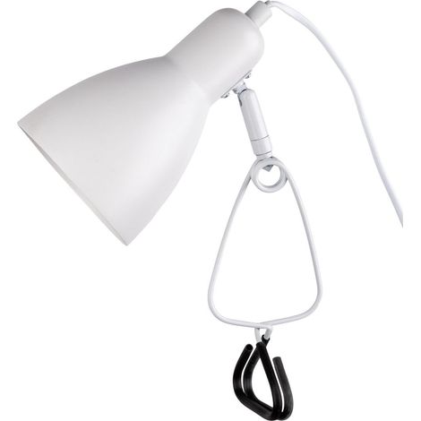 Lampe de table à pince en métal blanc mat pour intérieur E14 max 18W, hauteur 28 cm - PANGIVO (1/5)