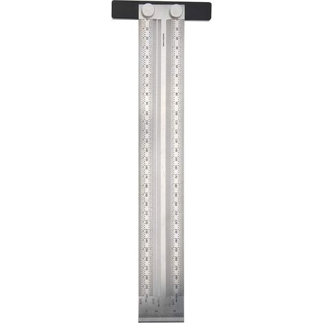 Règle en T en acier inoxydable 300 mm / 11,8 pouces, règle de marquage en acier inoxydable, règle métrique avec marquages, durable, antirouille, outil de marquage de charpentier pour l'ingénierie, l'é (1/5)