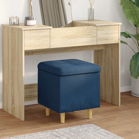 Aufbewahrungsottomane mit Kissen Blau 40 x 40 x 45 cm Stoff