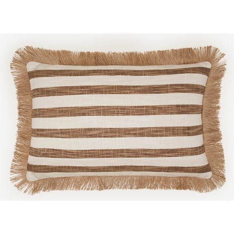 SKLUM Rechteckiges Kissen 30x50 cm aus Baumwolle Paraiba Weiß – Camelbraun                                   (1/5)
