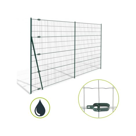 Cloture & Jardin – Grillage soudé gris 100m – Maille 100x75mm – Piquets en acier thermolaqué 1,45m – Protection contre la rouille