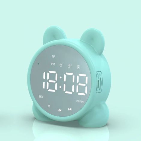 Réveil réveil Bluetooth avec veilleuse, lumière LED 3 niveaux, horloge pour enfants (vert) (1/4)