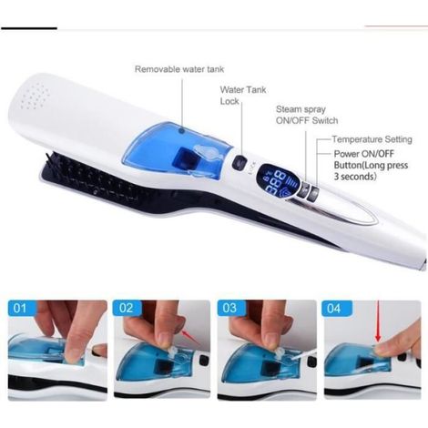 Professionnel vapeur rapide cheveux lisseur peigne vaporisateur vapeur fer plat défriser les cheveux brosse outils de coiffure LCD n (1/4)