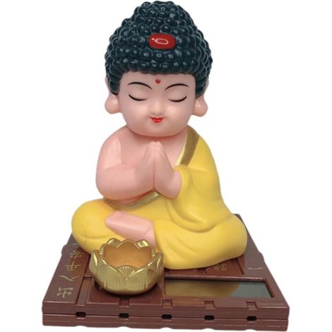 Chic and Retro Plastic Solar-Powered Buddha Decorative Car Dashboard Ornament for Home and Office Decoration (1/5)