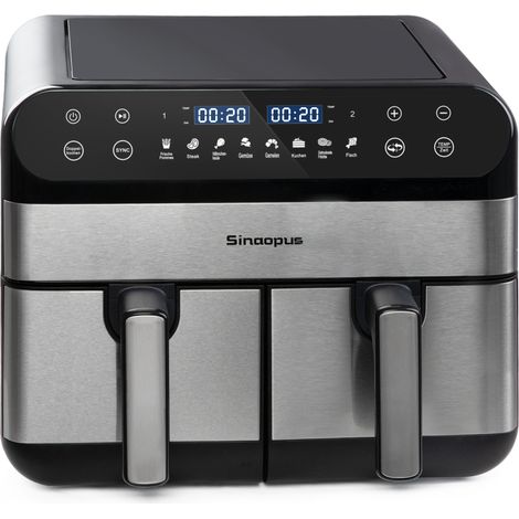 Freidora de aire 10 L XXL de doble compartimento, 2400 W, pantalla LED, negra (1/5)