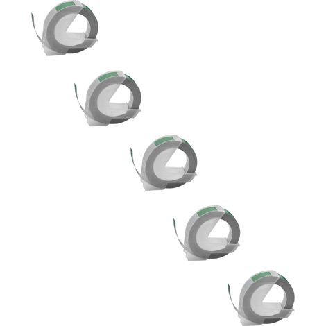 vhbw 5x 3D Embossing Label Tape Replacement for Dymo 520105, S0898160 for Label Printer 3m x 9 mm, White on Green (1/2)