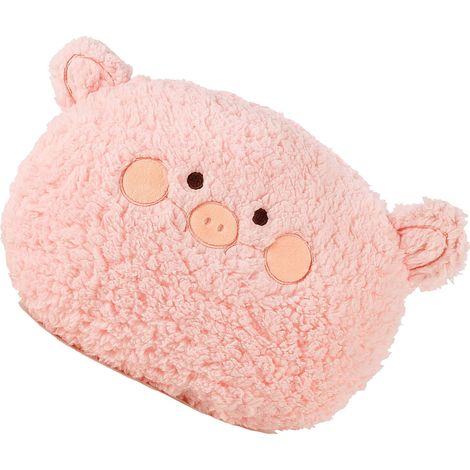 Coussin chauffe-mains en peluche rose, 28 cm (11 pouces), mignon et décoratif, en forme d'animal. Idéal pour la maison, la chambre ou le bureau. (1/5)