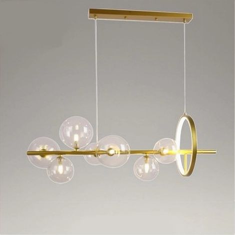 Trade Shop - MODERNER GOLD-PENDELLEUCHTER 7 KUGELN G9 GLASBLASEN MIT KREIS 71683 - (1/5)