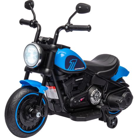 Moto électrique enfant 6V 3km/h LED bleu 18-36 mois 2 roues