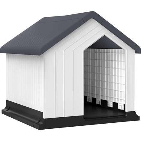 Niche extérieure imperméable plastique petits très petits chiens fenêtre grise 62x61x60 cm