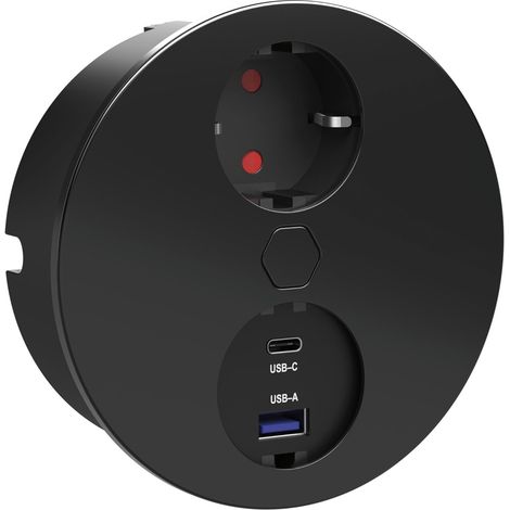 HPF elektrische Steckdose mit USB-C und USB-A, Schuko Anschluss in schwarz-matt (1/5)