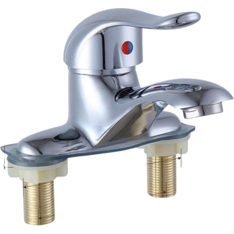 Robinet de salle de bain, 15,5 cm, 2 trous, eau chaude/froide (1/5)