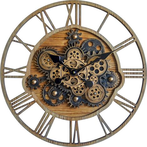 Horloge murale vintage marron 57x6,5cm – Décoration rétro pour séjour – SKU 28082 – Signes Grimalt