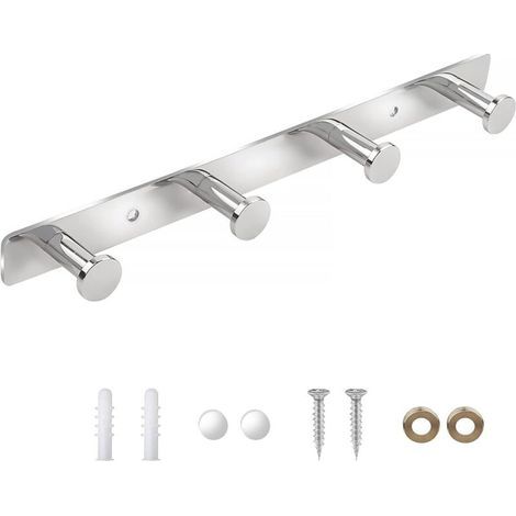 ZOLGINAH Wandgarderobe, Designerhaken für Mäntel und Handtücher, Wandgarderobe aus Edelstahl für Badezimmer, Wandgarderobe für Küche (4 Haken, Silber) (1/5)