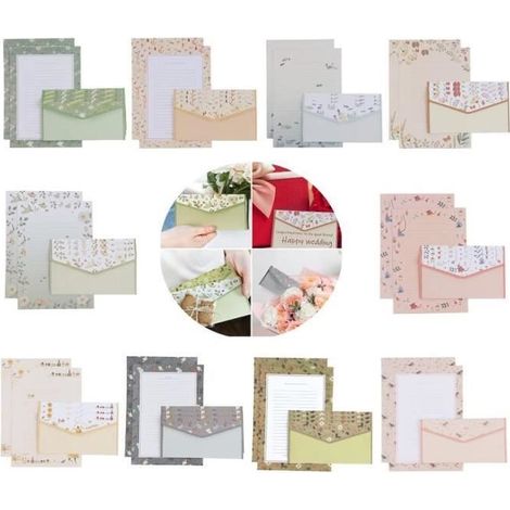 Papier à lettre - Non spécifié - Lot de 60 feuilles et 30 enveloppes - Couleurs variées - Papier de qualité (1/4)