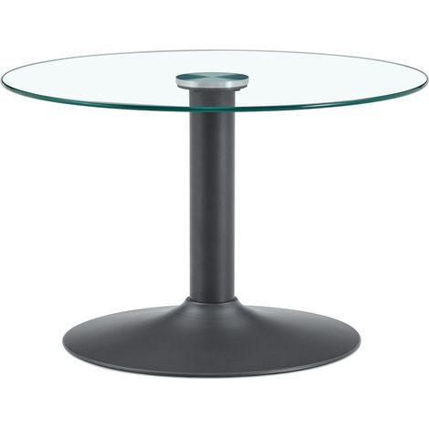 Mesa de centro redonda de vidrio templado Ø 70 cm con estructura de metal negro MODENUIT (1/5)