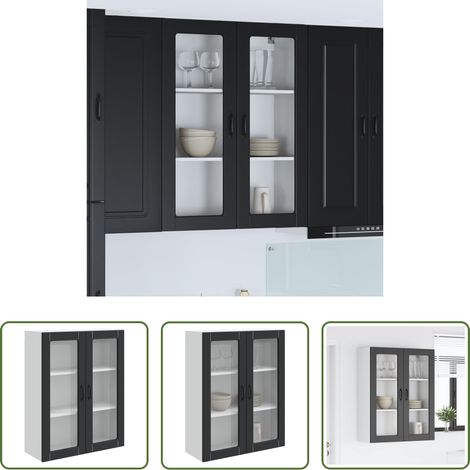 Küchenregal Schwarz - Küchenschrank Kalmar Schwarz 80 x 31 x 100 cm Holzwerkstoff (1/5)