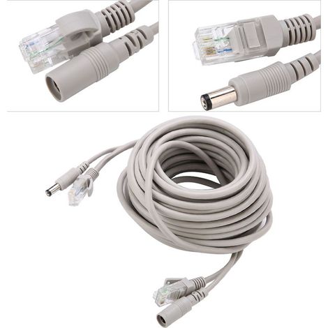 Câble Ethernet RJ45 avec Alimentation DC 10M pour Caméra de Surveillance IP, 10/100Mbps (1/5)