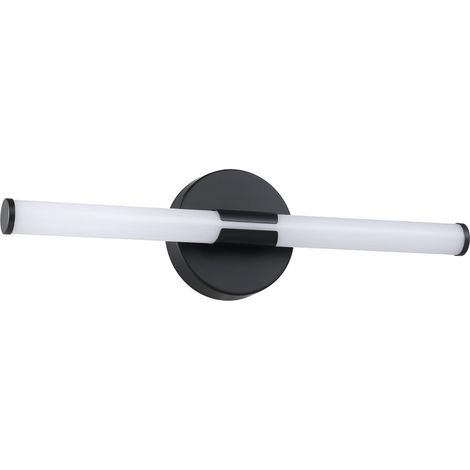 LED Applique miroir Ramola, lampe salle de bain, métal noir et plastique blanc, blanc chaud à froid, IP44, L 45 cm