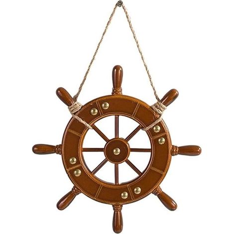 Baoblaze Vent méditerranéen décoration Bois Volant Artisanat Art tenture Murale gouvernail Vintage Maison Ornement - 23cm [615] (1/4)