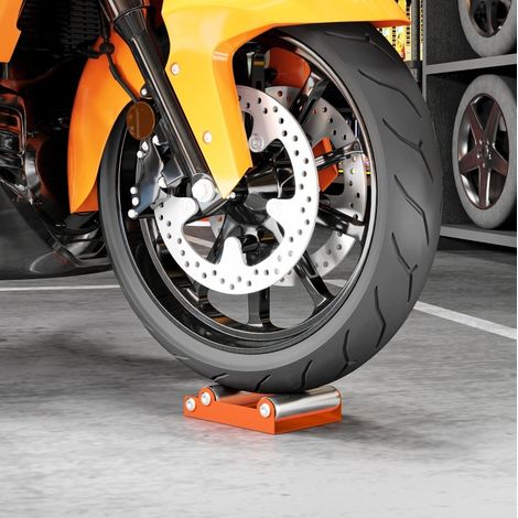 Support rouleau moto 15x11,5x4 cm en aluminium orange, gain de place pour chaîne FloraGrace (1/5)