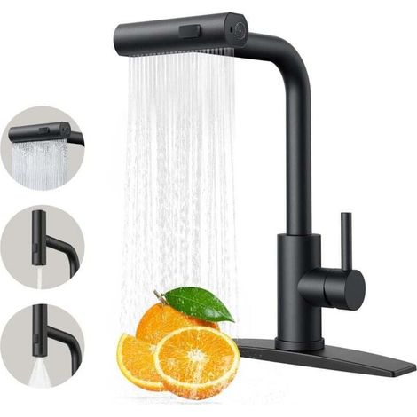 Enowelir Robinet De Cuisine Avec Pulvérisateur Extractible Mat En Acier Inoxydable Moderne Pour Évier (1/4)