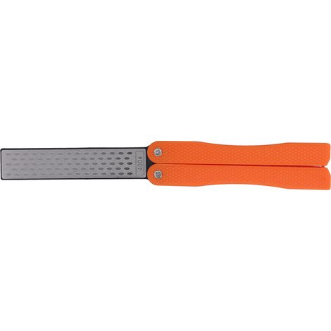 Aiguiseur de couteaux pliable en forme d'éventail, en Adamas, léger et portable, idéal pour une utilisation en extérieur, orange. (1/5)