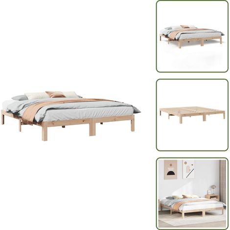 The Living Store Massivholzbett ohne Matratze 160x200 cm Kiefernholz - Kiefernholzbett