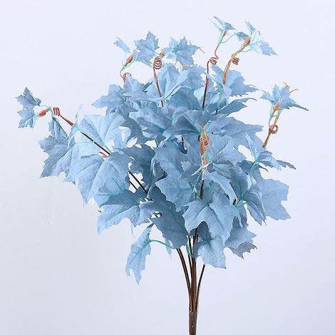 Bouquet de plantes artificielles en tissu bleu clair, imitation feuillage, décoration (1/5)