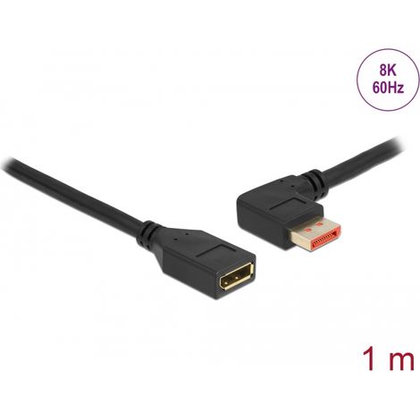 Delock Alargador DisplayPort macho 90Â° izquierda angular a hembra de 8K 60 Hz 1 m