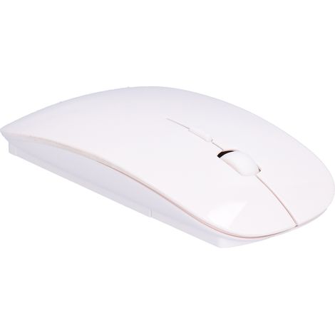 Souris portable ultra fine 2.4G sans fil avec récepteur USB pour PC, bureau et tablette - Modèle blanc compact