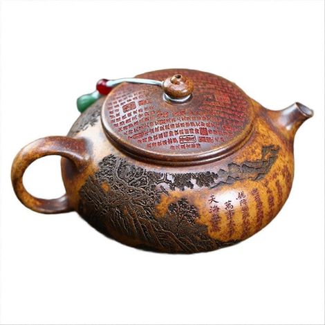 Pot en argile d'Yixing, quille de mine brute, sable doré, Arhat Hanjiang, service à thé, théière chinoise (1/5)