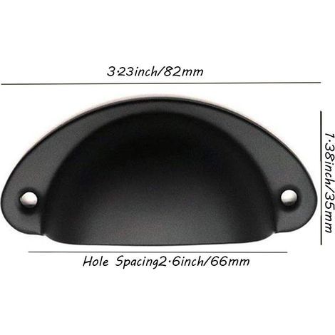 Dekorative Retro-Türknöpfe für Möbel und Schubladen, Vintage-Muschelgriffe für Schubladen, Schränke und Küchenmöbel, gebogene Retro-Türknöpfe aus Eisen für Kleiderschränke (12 Stück) – Schwarz (1/3)