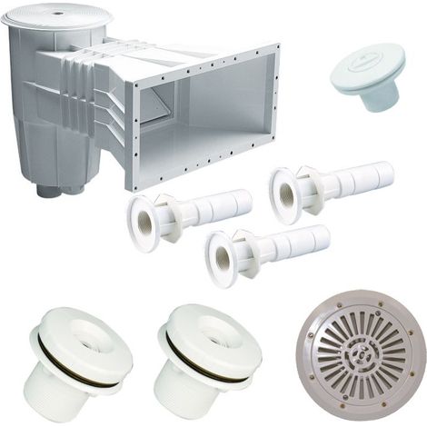 Kit complet de pièces à sceller pour piscine enterrée liner 8m x 4m – Installation simplifiée – Éléments durables et résistants – Compatible jusqu'à 8m x 4m – Piscineo