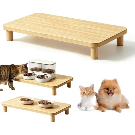 Gamelle surélevée pour chat - 40 x 25 x 6,1 cm - Compatible avec tous les distributeurs automatiques courants - Protège la colonne vertébrale et les articulations (1/5)