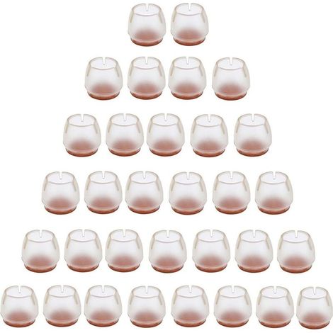 32 pièces de silicone chaise cap pied pad meubles table jambe protecteur de sol transparent chaise jambe cap pour 25-29 MM jambes rondes (1/5)