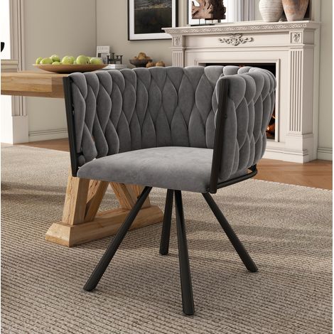 Pack de 6 sillas de comedor giratorias de terciopelo gris DESVIAE (1/5)