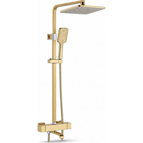 Thermostatisches Duschset für Badewanne Gold Quadratisch