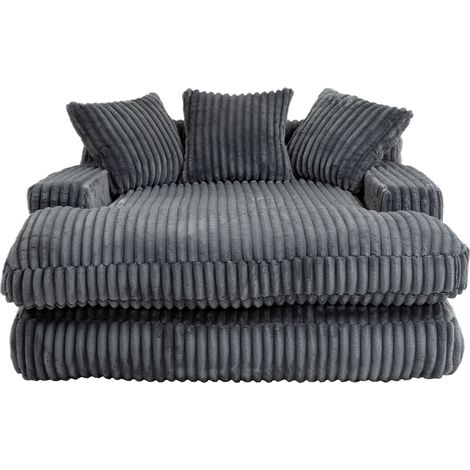 Canapé-lit moderne en velours côtelé gris foncé avec 3 coussins, chaise longue confortable pour salon, appartement ou bureau (1/5)