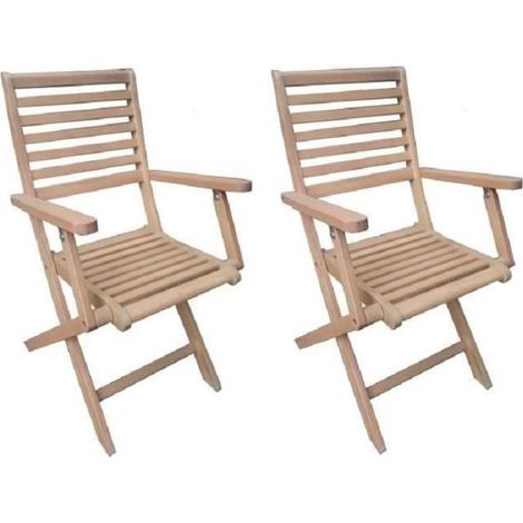 Lot de 2 fauteuils de jardin pliants en Acacia FSC - 57 x 52 x 90 cm (1/5)