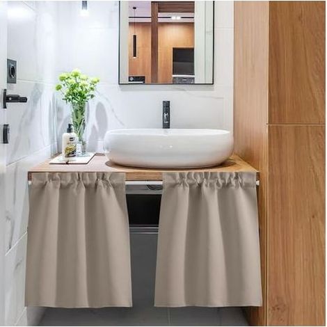 Rideau de Cuisine Court - Rideau Brise- Bise Décoration de Petite Fenêtre, pour Placard/Porte/Cuisine, Passe Tringle, L 40 x H 60cm,, 2 Panneaux (1/5)