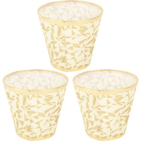Moderne, fassförmige, aufsteckbare Stofflampenschirme für E14-Glühbirnen, Kronleuchter und Wandleuchten, 3-teilig, goldfarben (1/5)