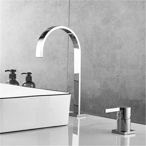 Bassin Robinet Salle de Bain Super Long Tuyau Deux Trous Rose Gold Général Robinet de Salle de Bain Robinet Tap 360 Robinet de Bassin généralisé en Rotation(A) (1/5)