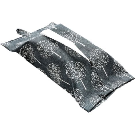Boîte de Rangement pour Mouchoirs en Lin - Pochette à Papier Toilette Gris Arbre (1/3)