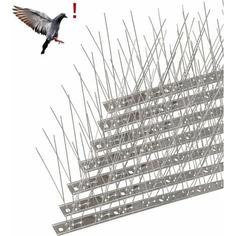 Pic Anti-Pigeon en Acier Inoxydable 6.6 Mètres, Pack de 20 Pique Anti-Oiseaux pour Effrayer Corbeaux, Moineaux, Chats, Respectueux des Animaux-- (1/5)