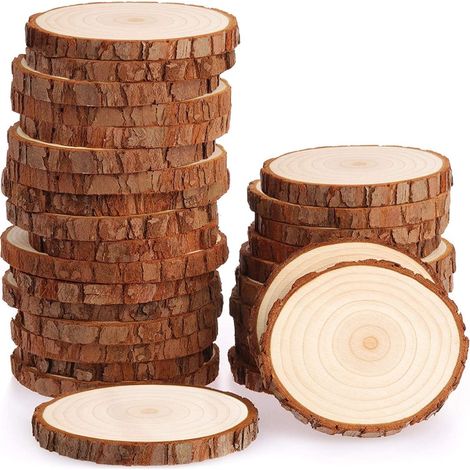 30 Disques en bois, 6-7 cm, Pin naturel avec écorce, Surface polie, Pour décoration mariage Noël et loisirs créatifs (1/5)