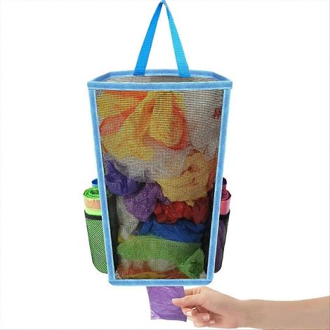 Hanging Breathable plastique Grid sac poubelle bleu (1/5)